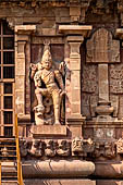 The great Chola temples of Tamil Nadu - The Brihadishwara Temple of Thanjavur. Dvarapala on temple walls.